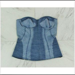 Cotton On 8 Sleeveless Denim Zip Up Tube Top
